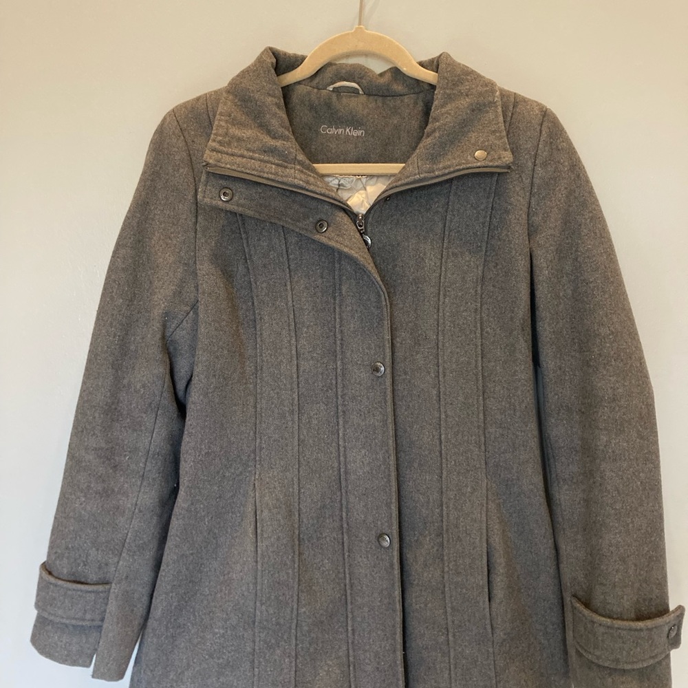 Calvin Klein Women's Gray Wool Blend Pea Coat Size MP